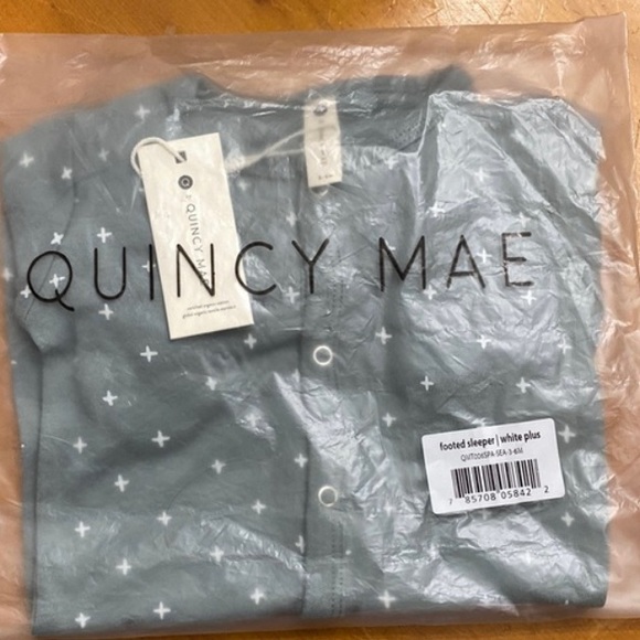 🆕 *FINAL* Quincy Mae footed sleeper, Color: Sea, Plus design, organic cotton PJ - Picture 7 of 11